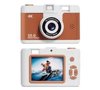 MQODLFP Appareil photo numérique 4K rétro double objectif multifonction CCD instantané thermique pour étudiants en voyage photographie compacte marron