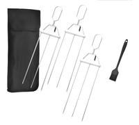 MQODLFP Brochettes en acier inoxydable avec sac en tissu Oxford, brochettes en métal pour griller, pour viande, légumes, fruits