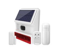 MQODLFP Kit de lumière stroboscopique solaire sans fil avec sirène d'alarme pour extérieur 433 MHz WiFi GSM système d'alarme pour la maison, la ferme