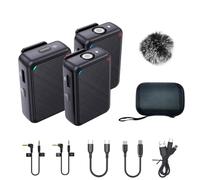 MQODLFP Lavalier Microphone d'enregistrement double canal avec 29,9 m pour smartphone DSLR Camera DV Vlog Live Style : 1 RX et 2TX