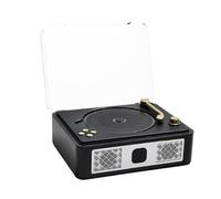 MQODLFP Lecteurs CD Bluetooth de bureau pour la maison, haut-parleurs intégrés, prise casque rechargeable, lecteur CD vintage, marron, noir