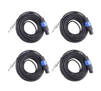 MQODLFP Lot de 4 câbles de haut-parleur Speakon vers 6,35 mm mâle de 15,2 m de calibre 12 AWG pour amplificateur audio, cordon de connexion 6,35 mm