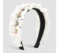 MQPALZKD Bandeau en velours diamant avec bandeau à bord d'oreille en bois ébouriffé(Wit)