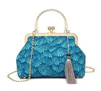 MQPALZKD Sac à main en métal bleu gland Rivet sac femmes sacs de messager dame coquille sac à bandoulière