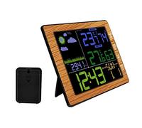 MQPALZKD Station météo à grains de bois Baromètre Thermètre Hygromètre Capteur sans fil LCD Affichage météo Prévisions numériques
