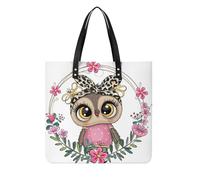 MQPYWLH Fleur Hibou Femmes Sac À Main Shopper Sac À Bandoulière Tote Bag Pour Voyage 39x39cm