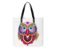 MQPYWLH Hibou De Couleur Femmes Sac À Main Shopper Sac À Bandoulière Tote Bag Pour Voyage 39x39cm