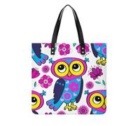 MQPYWLH Hibou Et Fleurs Femmes Sac À Main Shopper Sac À Bandoulière Tote Bag Pour Voyage 39x39cm