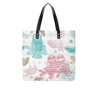 MQPYWLH Hibou Rose Et Vert Femmes Sac À Main Shopper Sac À Bandoulière Tote Bag Pour Voyage 39x39cm