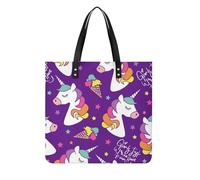 MQPYWLH Licorne Violette Femmes Sac À Main Shopper Sac À Bandoulière Tote Bag Pour Voyage 39x39cm