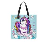MQPYWLH Licorne Violette Femmes Sac À Main Shopper Sac À Bandoulière Tote Bag Pour Voyage 39x39cm