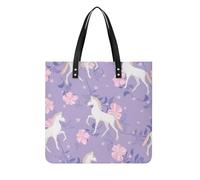 MQPYWLH Licorne Violette Femmes Sac À Main Shopper Sac À Bandoulière Tote Bag Pour Voyage 39x39cm