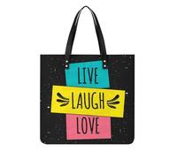 MQPYWLH Live Laugh Love (Vivez, Riez, Aimez) Femmes Sac À Main Shopper Sac À Bandoulière Tote Bag Pour Voyage 39x39cm