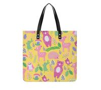 MQPYWLH Ours Rose Cerf Hibou Femmes Sac À Main Shopper Sac À Bandoulière Tote Bag Pour Voyage 39x39cm