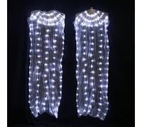 MQQYLBHDS Éventails en soie LED de danse orientale en soie 180 x 90 cm blanc arc-en-ciel pour danse du ventre Ventilateurs LED Accessoires de performance sur scène avec piles (couleur : 1 gauche-1