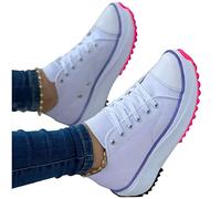 MQSS 2022 Printemps Baskets Femmes décontracté Respirant Chaussures de Sport, Confortable Toile Chaussures Femmes Mode Formateurs Chaussures Légères - Antidérapantes(Size:EU 38,Color:Blanche)