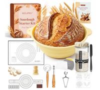 MQUPIN Ensemble de pâtisserie fermentation en 30 pièces（Beige） | Panier de fermentation en silicone, cuve de fermentation de 730 ml, idéal pour les amateurs de pâtisserie et les débutants