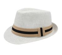 MQVQAUBST Chapeaux Fedora en Paille for Hommes et Femmes, Chapeau d'été Trilby, Casquette de Jazz Classique, Sombrero Plage Voyage en Plein air(White)