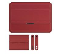 MQVQAUBST Housse 3 en 1 for ordinateur portable 14-16 pouces, support Folio adapté for Macbook Air Pro/Huawei, repose-poignet, pochette for souris, étui avec ceinture et câble(Red,For 15-16inch)