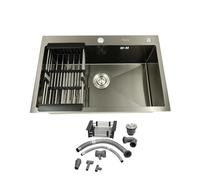 Mqwdxzfes Grand évier de cuisine, en acier inoxydable 304, simple, avec égouttoir et tamis, rectangulaire, moderne, pour la maison, le restaurant, 68 x 45 cm