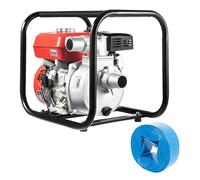 Mqwdxzfes Pompe à eau à essence 7,5 CV 212 CC - Hauteur de refoulement : 26 m³/h - 30 m - Portable - Avec tuyau de 7,5 m - Pompe de jardin pour eaux usées - Pour l'irrigation agricole