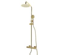Mqwdxzfes Rainsworth Ensemble de douche, robinetterie de douche réglable, avec douchette, mitigeur de douche, thermostat, ensemble de douche, rond, à effet pluie, 3 voies, pour maisons, hôtels, écoles