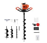 Mqwdxzfes Terreuse à Essence 52CC 2.3CV 1460W 2 Temps, avec 3 forets (100/150/200 mm) + Tige d’Extension 30cm, Foreuse de Sol, Tarière Thermique pour Jardin, Clôture, Plantation et Bricolage
