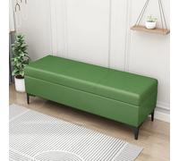 MQXDNFDC Banc de rangement rembourré en cuir synthétique, banc ottoman avec rangement pour chambre à coucher, salon, supporte 150 kg (100 x 40 x 43 cm, gris4) (vert 1,120 x 40 x 43 cm (47 x 16 x 17