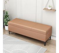 MQXDNFDC Banc de rangement rembourré en cuir synthétique, banc ottoman avec rangement pour chambre à coucher, salon, supporte 150 kg (100 x 40 x 43 cm, gris4) (orange 1,60 x 40 x 43 cm (24 x 16 x 17