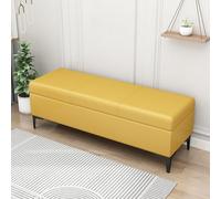MQXDNFDC Banc de rangement rembourré en cuir synthétique, banc ottoman avec rangement pour chambre à coucher, salon, supporte 150 kg (100 x 40 x 43 cm, gris4) (jaune, 100 x 40 x 43 cm (39 x 16 x 17