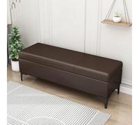 MQXDNFDC Banc de rangement rembourré en cuir synthétique, banc ottoman avec rangement pour chambre à coucher, salon, supporte 150 kg (100 x 40 x 43 cm, gris4) (marron 1,60 x 40 x 43 cm (24 x 16 x 17)