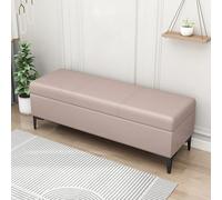 MQXDNFDC Banc de rangement rembourré en cuir synthétique, banc ottomane avec rangement pour chambre à coucher, salon, supporte 150 kg (100 x 40 x 43 cm, gris4) (rose, 60 x 40 x 43 cm)