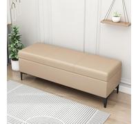 MQXDNFDC Banc de rangement rembourré en cuir synthétique, banc ottomane avec rangement pour chambre à coucher, salon, supporte 150 kg (100 x 40 x 43 cm, gris4) (kaki, 80 x 40 x 43 cm)