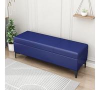 MQXDNFDC Banc de rangement rembourré en cuir synthétique, banc ottomane d'entrée avec rangement pour chambre à coucher, salon, supporte 150 kg (100 x 40 x 43 cm, gris4) (bleu 2,60 x 40 x 43 cm)