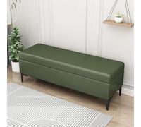 MQXDNFDC Banc de rangement rembourré en cuir synthétique, banc ottomane d'entrée avec rangement pour chambre à coucher, salon, supporte 150 kg (100 x 40 x 43 cm, gris4) (vert, 60 x 40 x 43 cm)