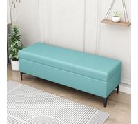 MQXDNFDC Banc de rangement rembourré en cuir synthétique, banc ottomane d'entrée avec rangement pour chambre à coucher, salon, supporte 150 kg (100 x 40 x 43 cm, gris4) (bleu, 120 x 40 x 43 cm)