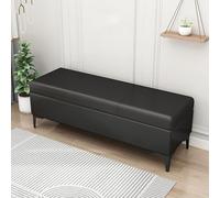 MQXDNFDC Banc de rangement rembourré en cuir synthétique, banc ottomane d'entrée avec rangement pour chambre à coucher, salon, supporte 150 kg (100 x 40 x 43 cm, gris4) (noir, 60 x 40 x 43 cm)