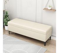 MQXDNFDC Banc de rangement rembourré en cuir synthétique, banc ottomane d'entrée avec rangement pour chambre à coucher, salon, supporte 150 kg (100 x 40 x 43 cm, gris4) (beige, 60 x 40 x 43 cm)