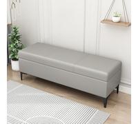 MQXDNFDC Banc de rangement rembourré en cuir synthétique, banc ottomane d'entrée avec rangement pour chambre à coucher, salon, supporte 150 kg (100 x 40 x 43 cm, gris4) (gris 1,80 x 40 x 43 cm)