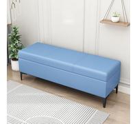 MQXDNFDC Banc de rangement rembourré en similicuir avec espace de rangement pour chambre à coucher, salon, supporte 150 kg (100 x 40 x 43 cm, gris4) (bleu 1 100 x 40 x 43 cm (39 x 16 x 17)