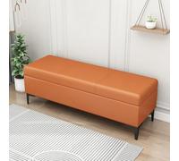 MQXDNFDC Banc de rangement rembourré en similicuir avec espace de rangement pour chambre à coucher, salon, supporte 150 kg (100 x 40 x 43 cm, gris4) (orange, 60 x 40 x 43 cm)