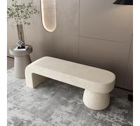 MQXDNFDC Banc ottomane moderne en sherpa pelucheux, banc d'entrée rembourré avec extrémités en fausse fourrure, repose-pieds en boucle pour chambre à coucher, salon, couloir (100 x 40 x 45 cm), beige)