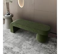 MQXDNFDC Banc ottomane moderne en sherpa pelucheux, banc d'entrée rembourré avec extrémités en fausse fourrure, repose-pieds en boucle pour chambre à coucher, salon, couloir (100 x 40 x 45 cm), beige)