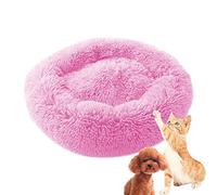 MQXDNFDC Coussin rond doux pour chats et chiens, animal de compagnie - Lit apaisant et apaisant en peluche chaude avec base antidérapante - Taille XXL, rose clair (rose clair, 120 cm)