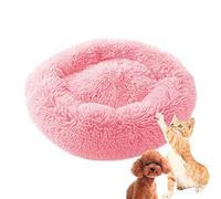 MQXDNFDC Coussin rond doux pour chats et chiens, animal de compagnie - Lit apaisant et apaisant en peluche chaude avec base antidérapante - Taille XXL, rose clair, 110 cm