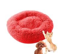 MQXDNFDC Coussin rond doux pour chats et chiens, animal de compagnie - Lit apaisant et apaisant en peluche chaude avec base antidérapante - Taille XXL, rose clair (rouge, 90 cm)