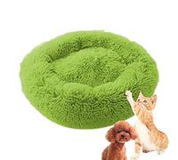 MQXDNFDC Coussin rond doux pour chats et chiens, animal de compagnie - Lit apaisant et apaisant en peluche chaude avec base antidérapante - Taille XXL, rose clair (vert, 80 cm)