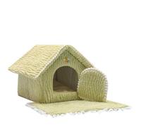 MQXDNFDC Cozy Maison d'intérieur pliable et portable avec coussin de couchage pour chien et chat - Tente d'intérieur douce et amovible avec coussin de couchage (vert, 50 x 40 x 44 cm)