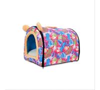 MQXDNFDC Cozy Niche pliable pour chat, chiot, chaton - Lit chaud et doux en forme de grotte anti-anxiété - Rose - 60 x 47 x 45 cm