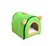MQXDNFDC Cozy Niche pliable pour chat, chiot, chaton - Lit chaud et doux en forme de grotte anti-anxiété - Vert - 70 x 55 x 52 cm